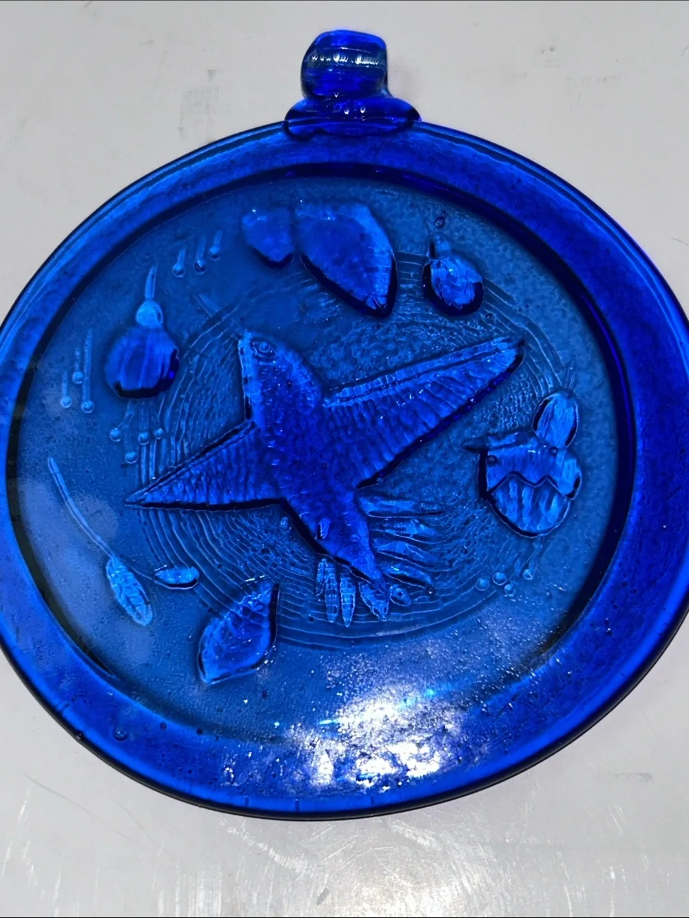 Cobalt blue Round Hummingbird Ornament or Suncatcher